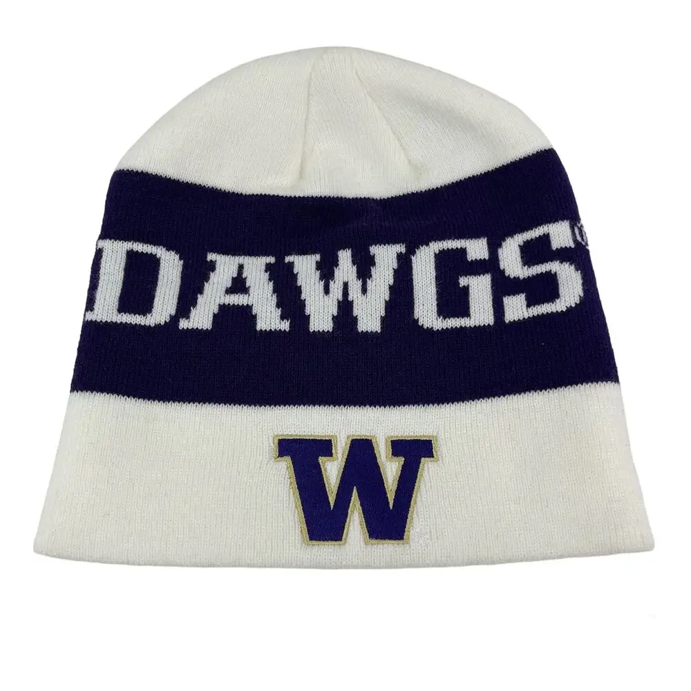Washington Huskies Dawgs Knit Beanie Hat Adidas White Purple OS NWOT
